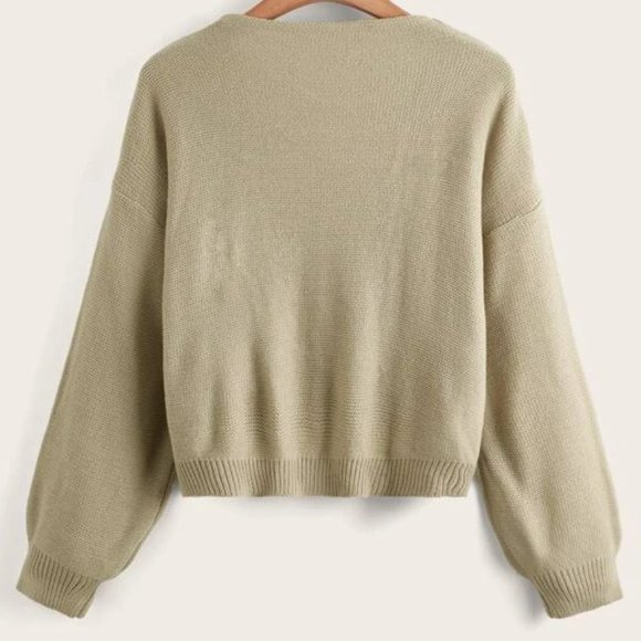 Plus Twist Front Drop Shoulder Cable Knit Sweater - Picture 2 of 2